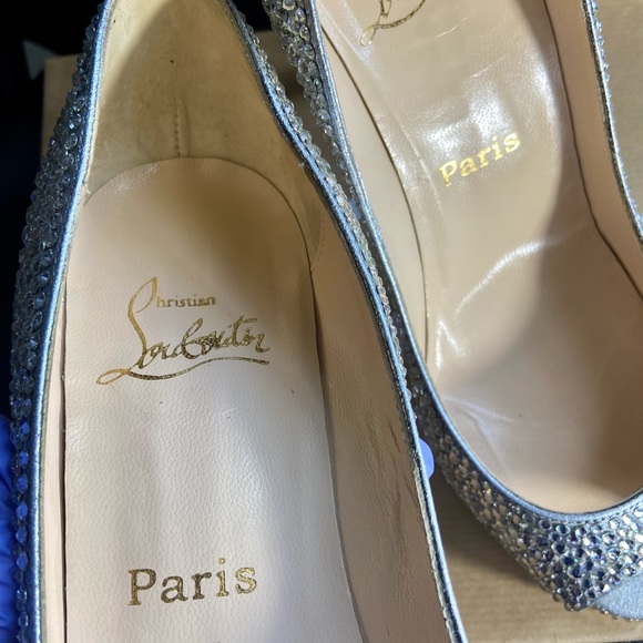 💯 AUTHENTIC CHRISTIAN LOUBOUTIN LADY CLAUDE SHOES STRASS 100 mm size 37.5 - Picture 5 of 13